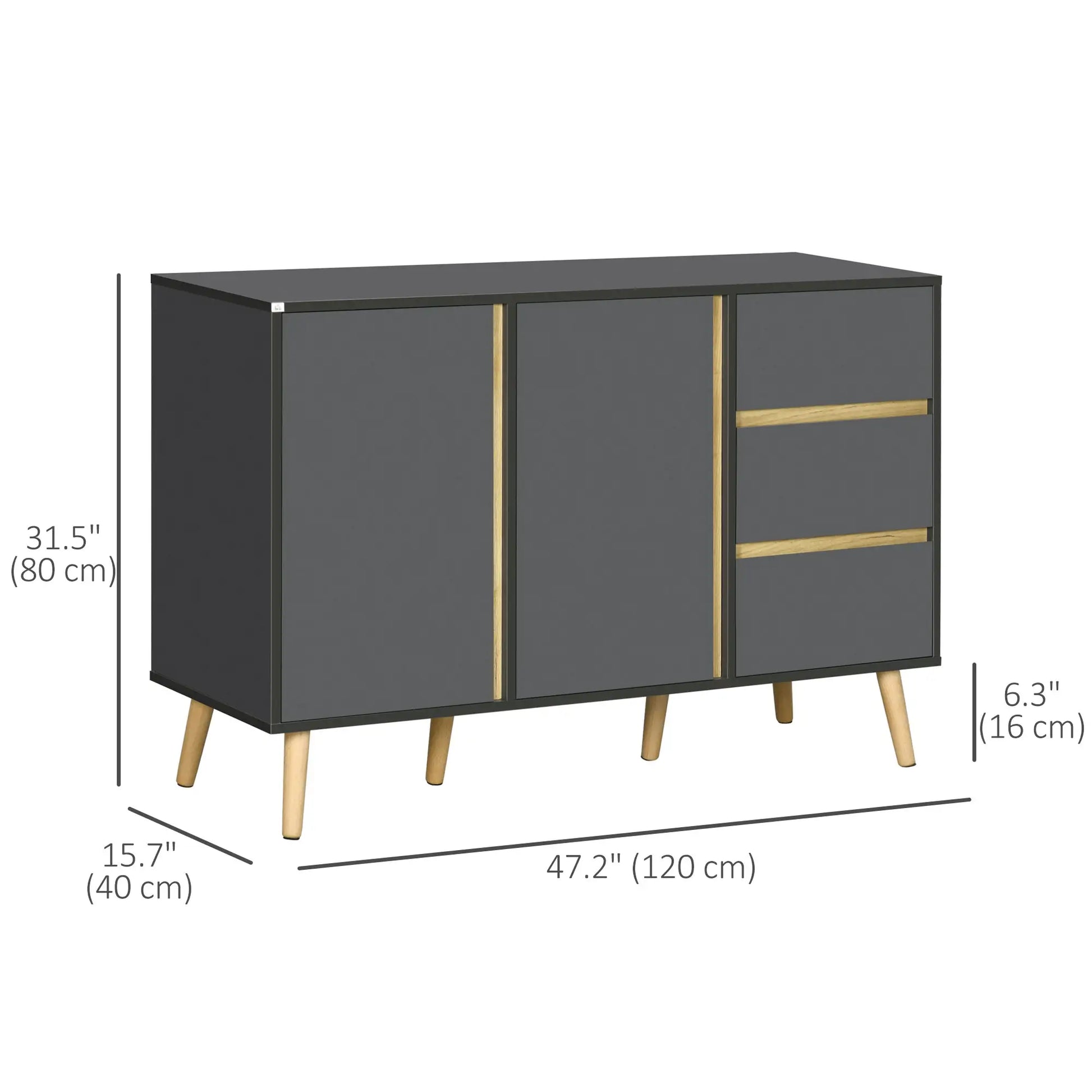 Sideboard Buffet Cabinet, Adjustable Shelves, Dark Grey Bar Cabinets at Gallery Canada