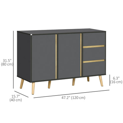 Sideboard Buffet Cabinet, Adjustable Shelves, Dark Grey Bar Cabinets at Gallery Canada