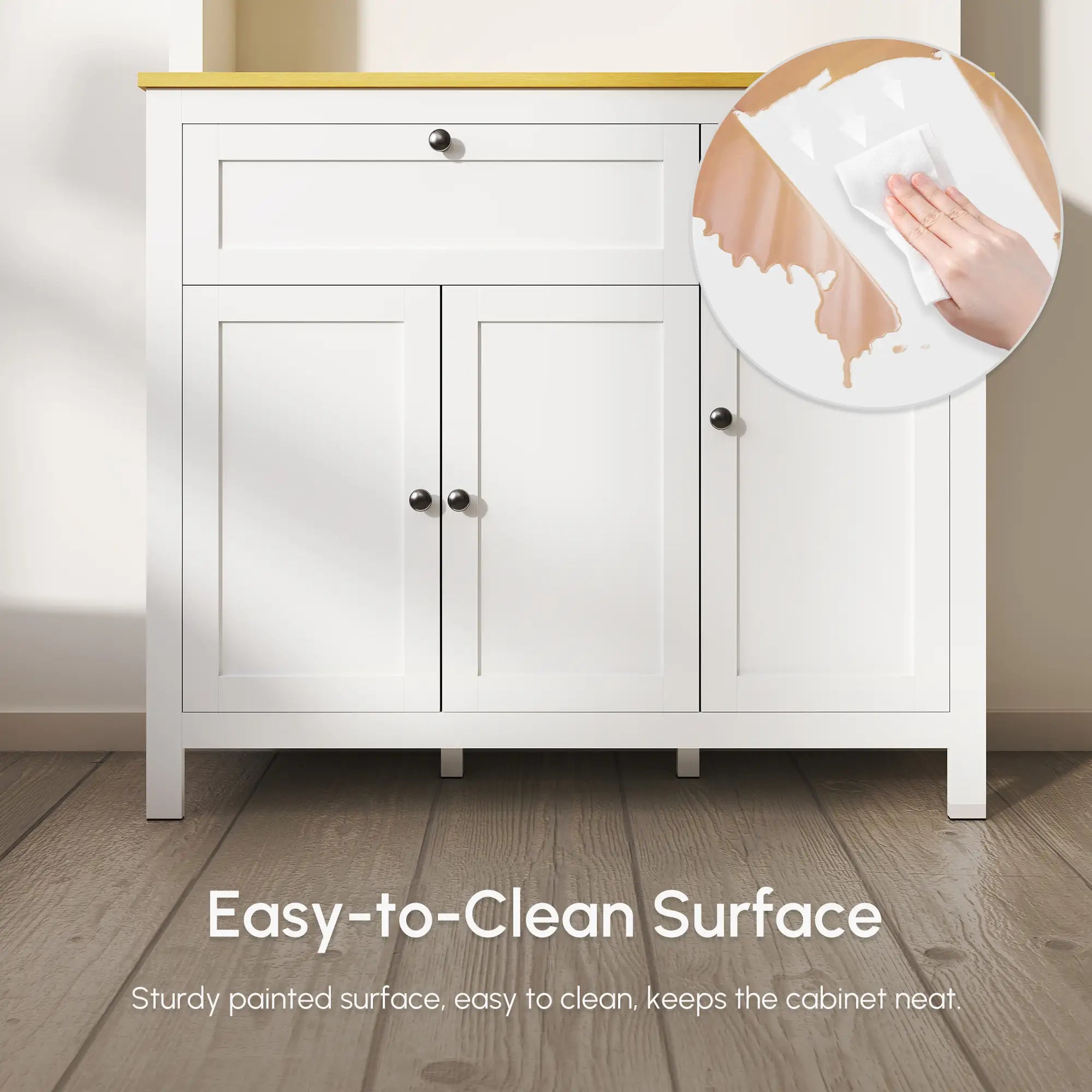 5-Door Kitchen Pantry Cabinet, Freestanding Storage Cabinet Cupboard with Adjustable Shelves, 71