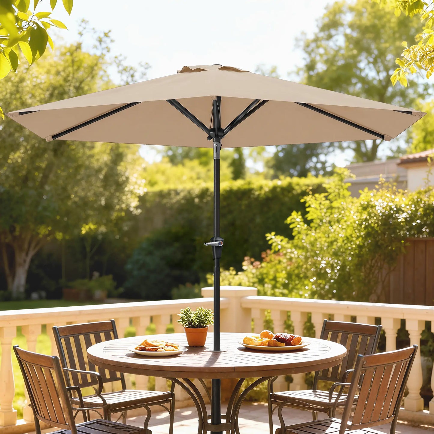 Outdoor Sun Umbrella, 6 Ribs, Khaki Patio Umbrellas at Gallery Canada