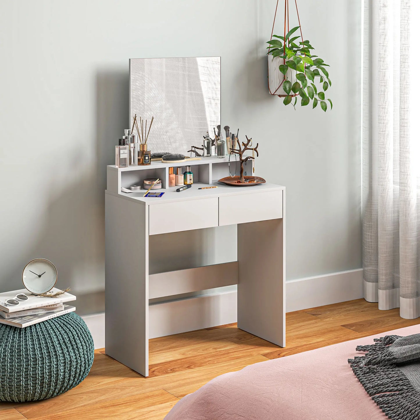 Modern Makeup Vanity Desk with Mirror, Drawers, White Dressing & Vanity Tables at Gallery Canada