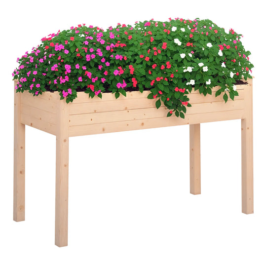 48" x 22" x 30" Wooden Raised Garden Bed, Elevated Planter Box, Natural Wood Elevated Garden Beds Natural at Gallery Canada