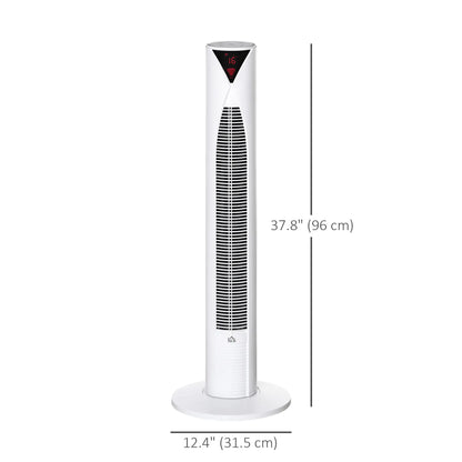 Freestanding Tower Fan, 3 Speed, 12h Timer, Oscillating, LED Panel, Remote, White Tower Fans at Gallery Canada