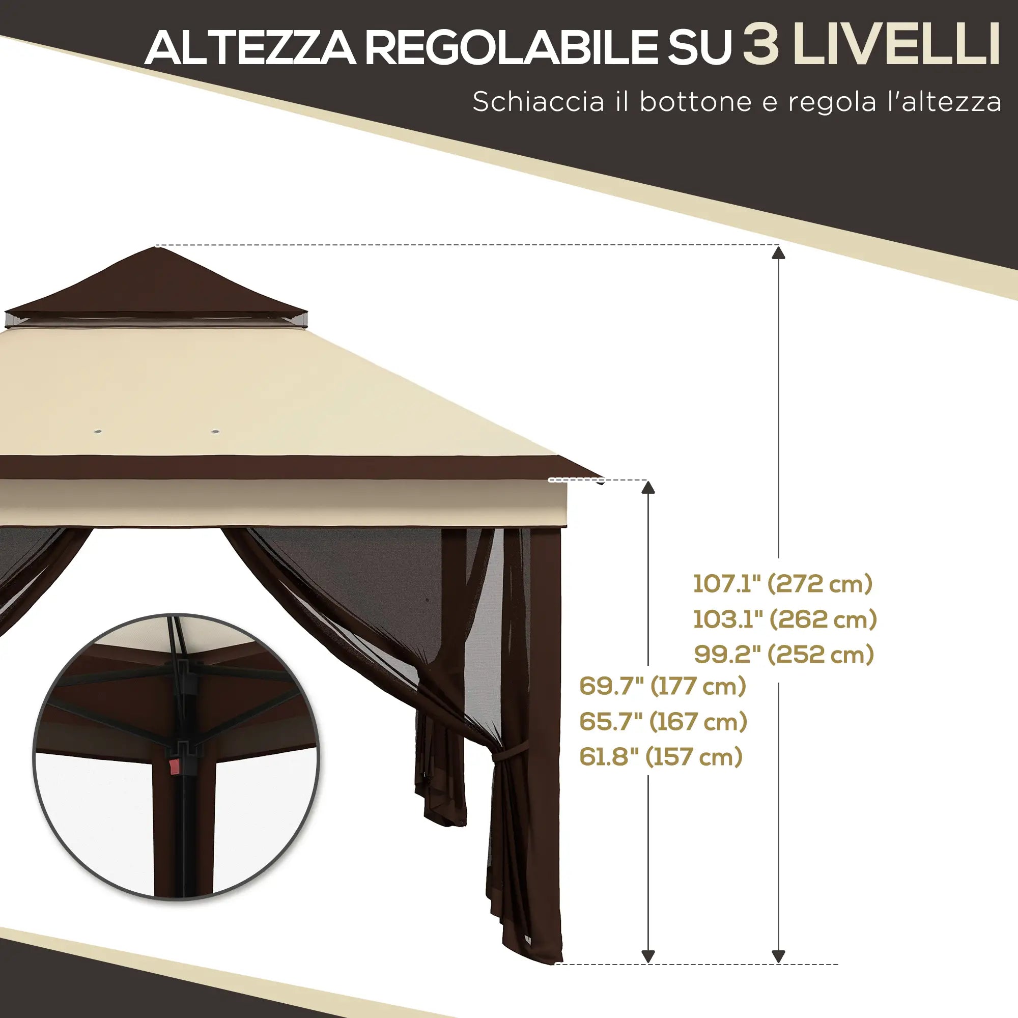 10.7 x 10.7ft Pop Up Gazebo, UV30+ Roof, Removable Mesh Curtains, Beige Pop Up Canopies at Gallery Canada