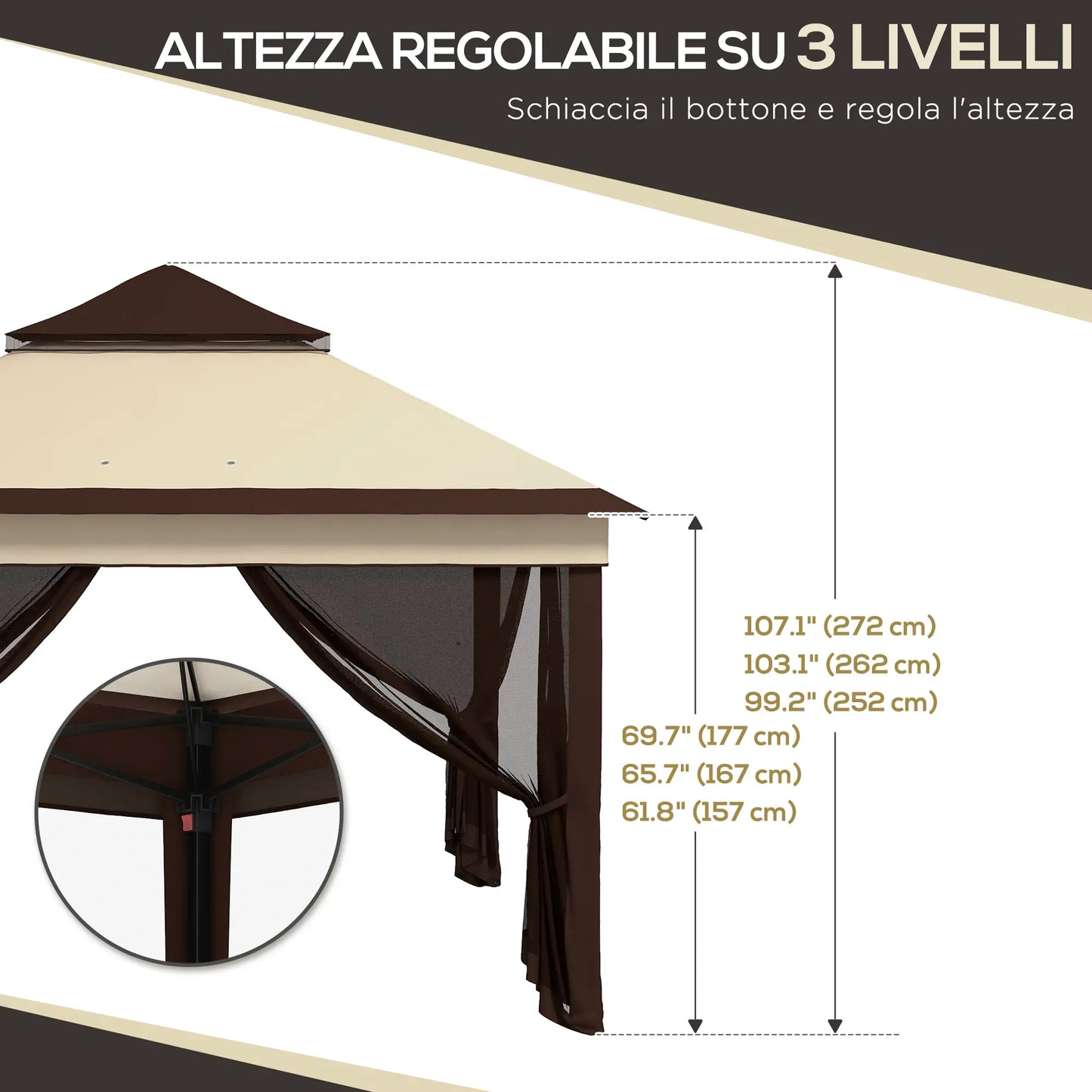 10.7 x 10.7ft Pop Up Gazebo, UV30+ Roof, Removable Mesh Curtains, Beige Pop Up Canopies at Gallery Canada