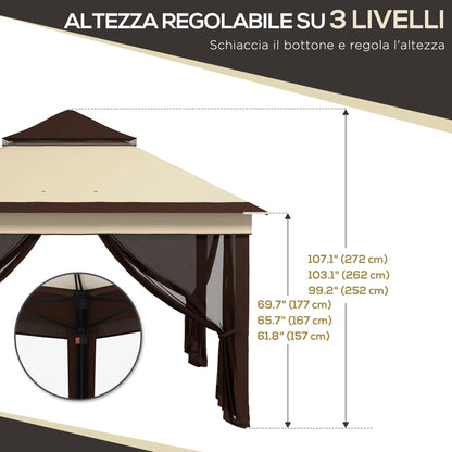 10.7 x 10.7ft Pop Up Gazebo, UV30+ Roof, Removable Mesh Curtains, Beige Pop Up Canopies at Gallery Canada