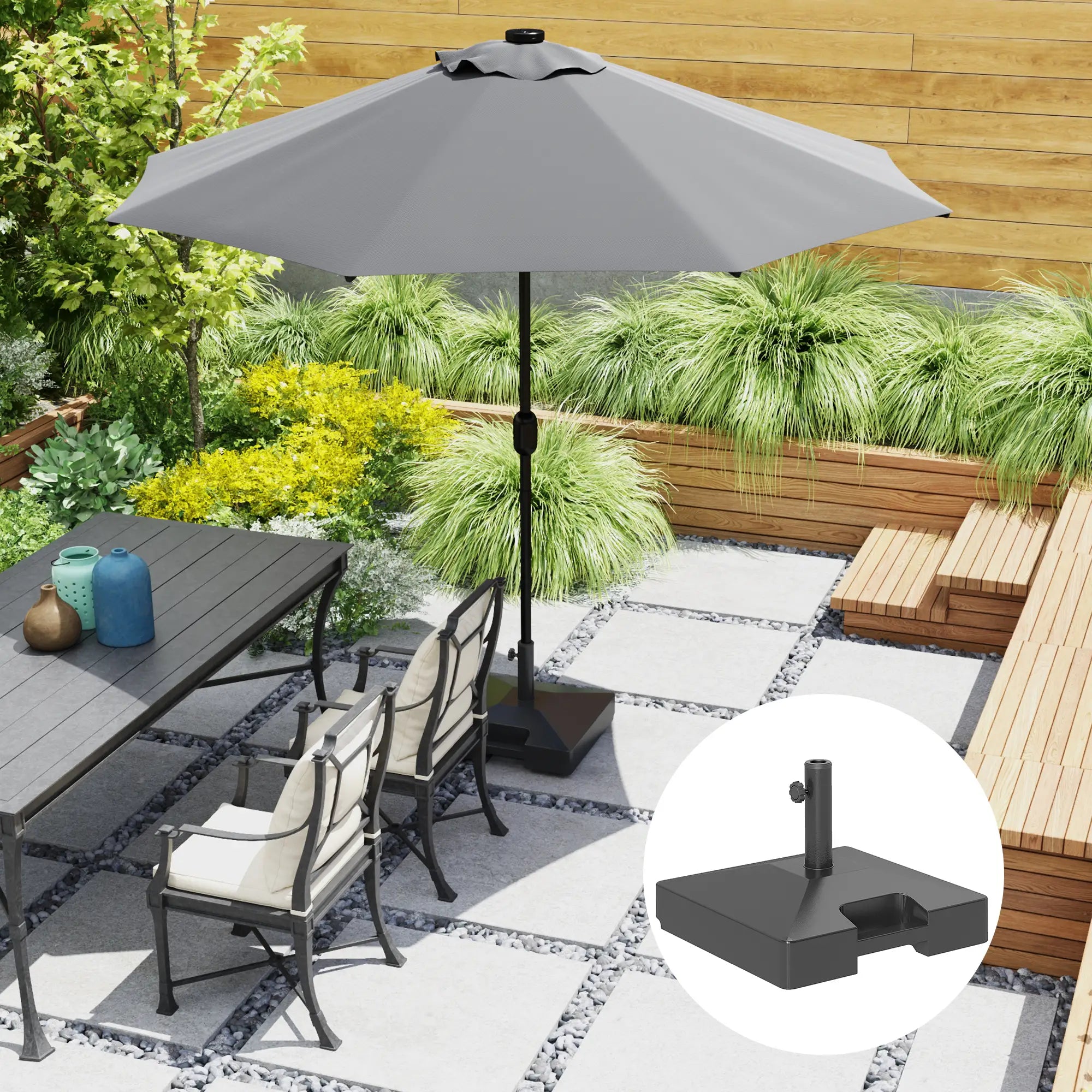 Heavy Duty Outdoor Umbrella Base with Wheels, Holds 73lbs, Black Umbrella Bases at Gallery Canada