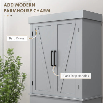 72" Kitchen Storage Cabinet, Farmhouse Pantry, 4 Barn Doors, Drawer, Adjustable Shelves, Grey Kitchen Pantry Cabinets at Gallery Canada