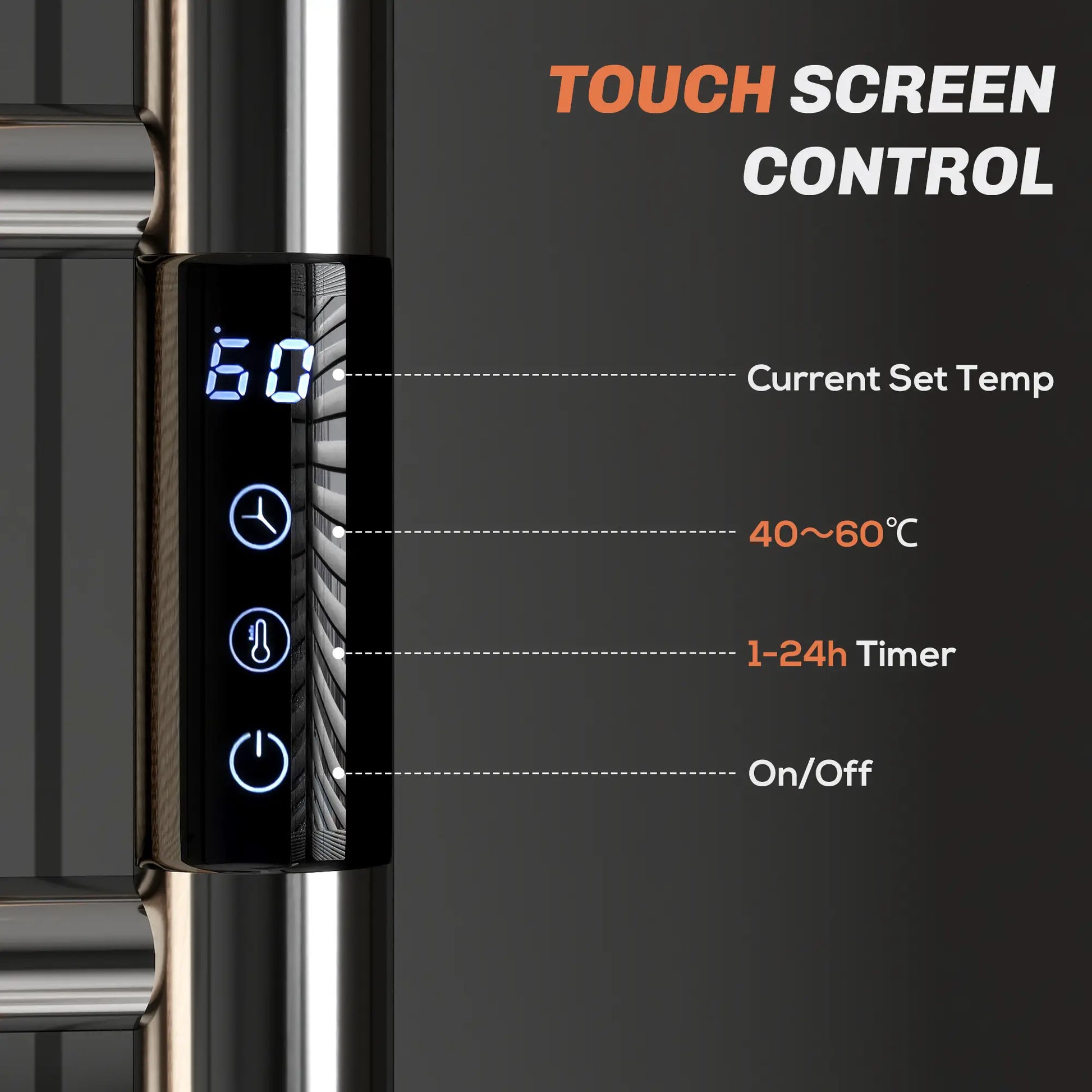 Stainless Steel Smart WiFi Towel Warmer, Wall Mounted, 6 Bars, Adjustable Temperature, Silver Bath Accessories at Gallery Canada