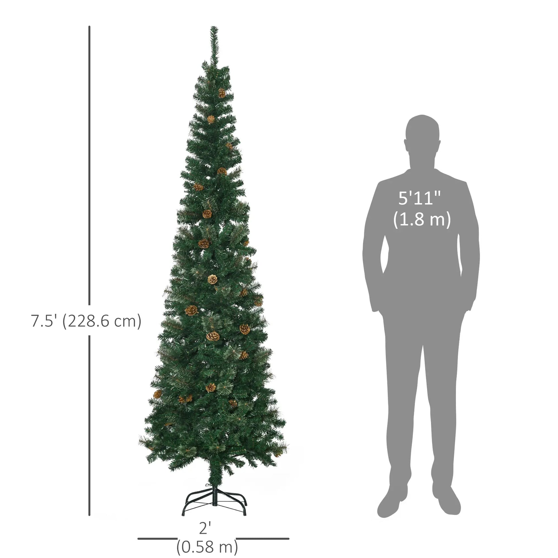 7.5ft Pencil Christmas Tree, Artificial, Pine Needles, Realistic Branches, Green Pencil Christmas Trees at Gallery Canada