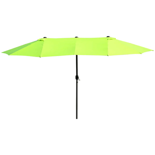 15ft Double-Sided Patio Umbrella, Twin Canopy, Crank, Green Sun Umbrellas Green at Gallery Canada