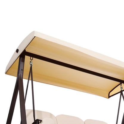 3 Seater Heavy Duty Swing Chair, Outdoor Lounge Hammock, Cushioned Seat With Tilt Canopy, Beige Porch Swings with Canopy at Gallery Canada