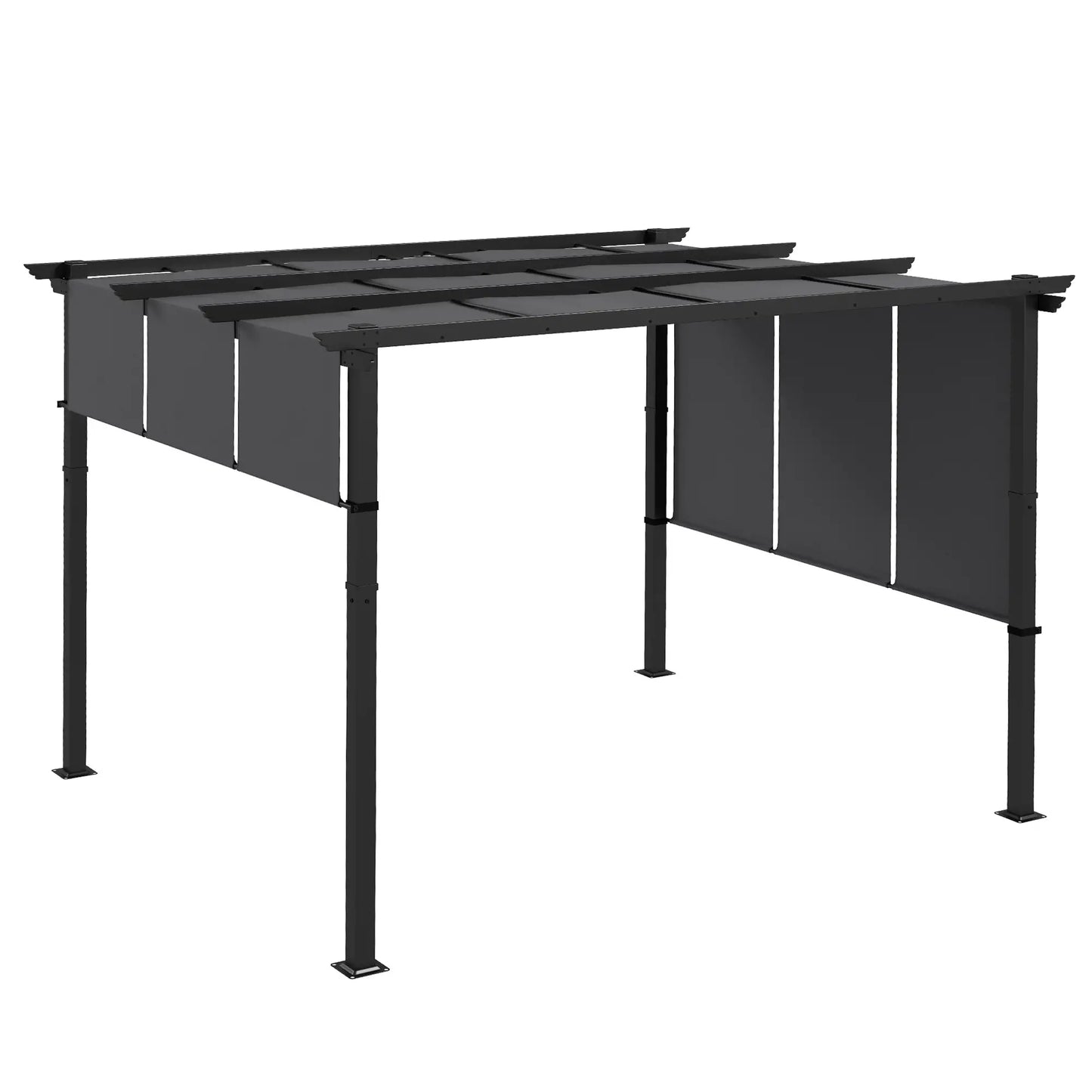 10' x 12' Metal Pergola, Retractable Canopy, Garden Patio Backyard Deck Pergolas at Gallery Canada
