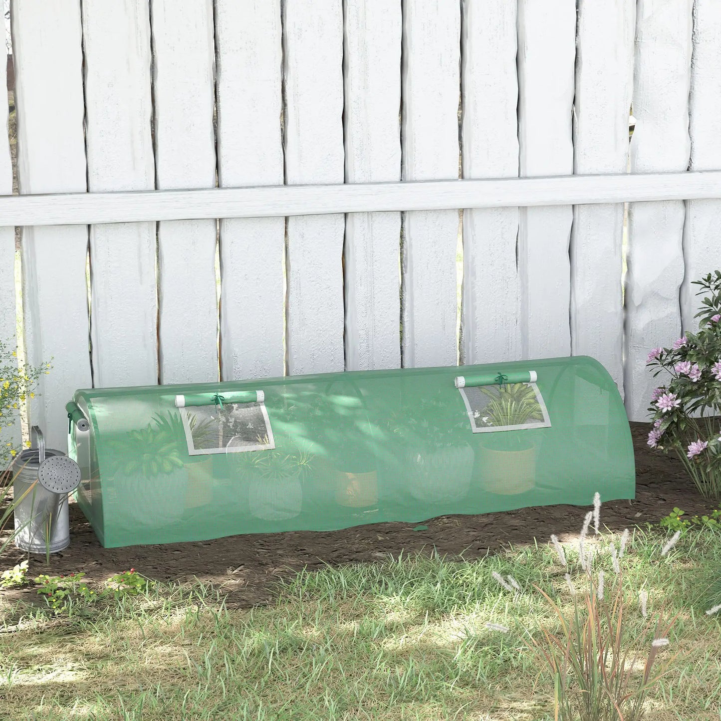 Portable Mini Greenhouse, 7' x 3' x 2', Steel Frame With 5 Mesh Windows, Green Mini Greenhouses at Gallery Canada