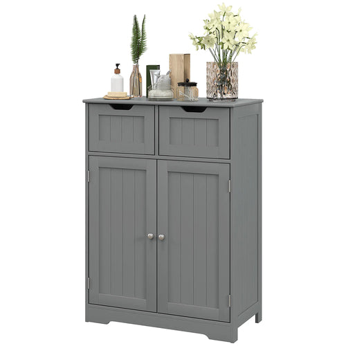 Bathroom Storage Cabinet, 2 Drawers, Adjustable Shelf, Grey