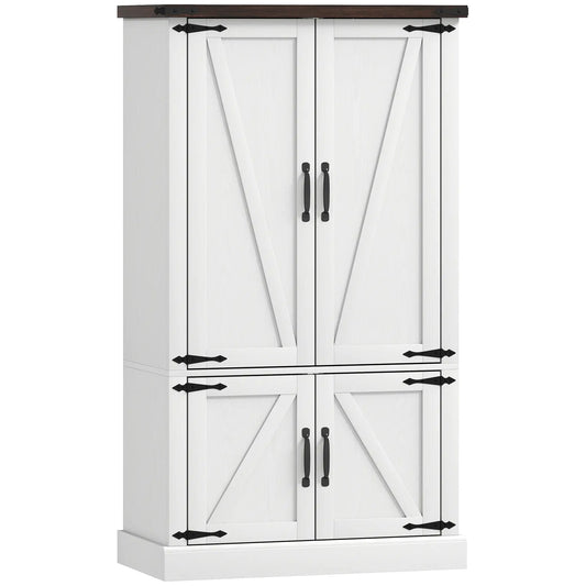 53.5 Inch Pantry Cabinet, Adjustable Shelves, 6 Door Spice Racks, White Kitchen Pantry Cabinets White at Gallery Canada