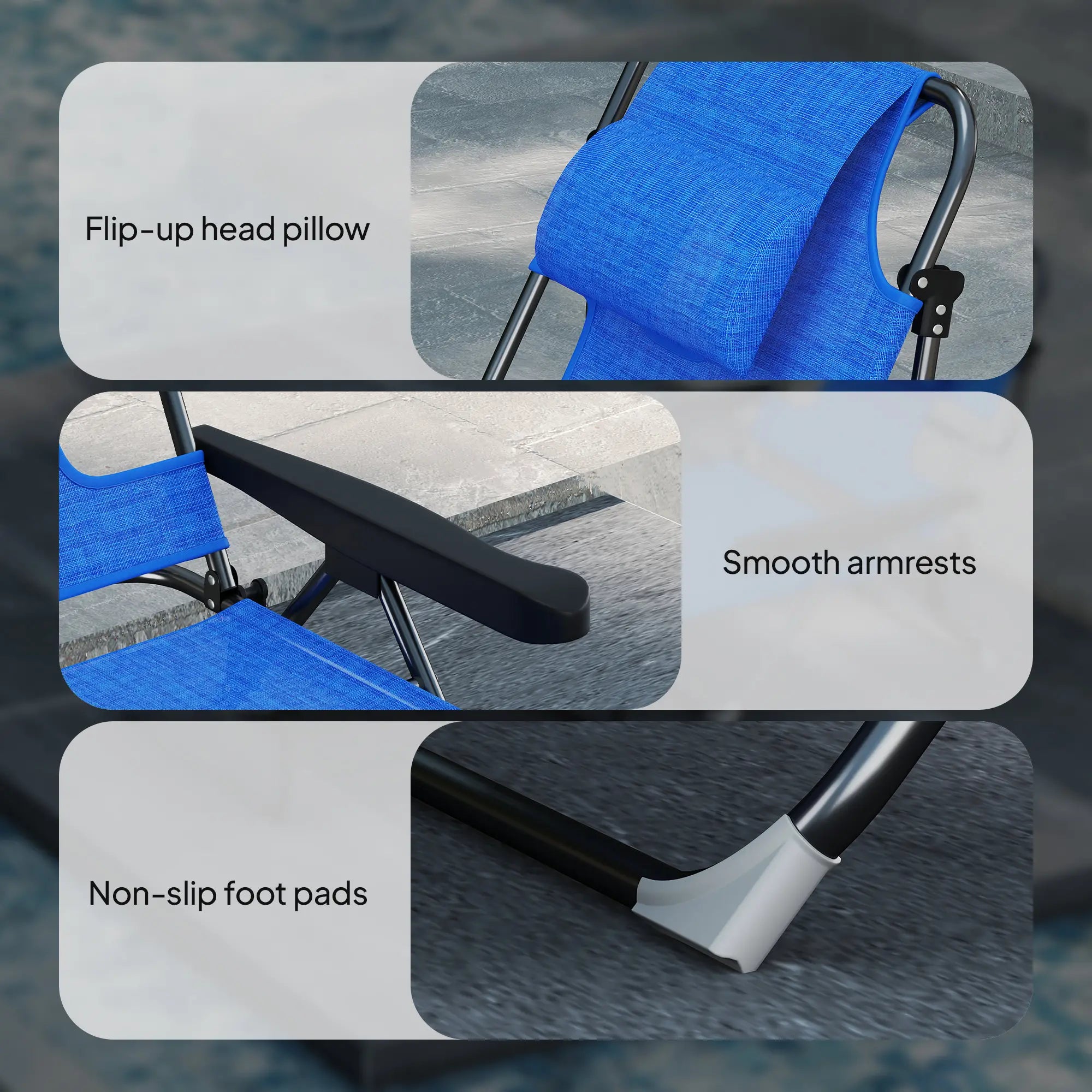 Folding Lounge Chair, Reclining Back, Dark Blue Lounger Chairs at Gallery Canada