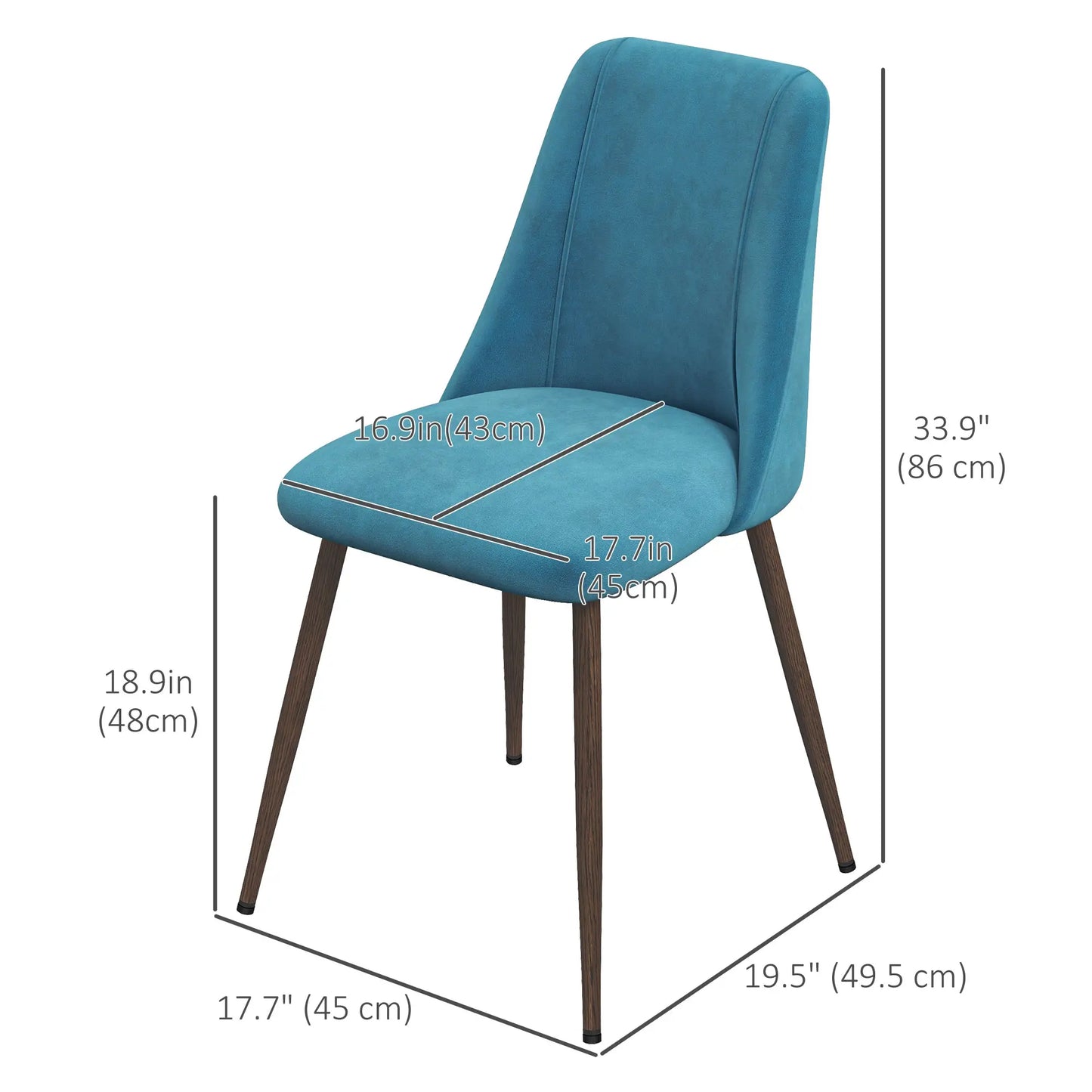 Upholstered Dining Chairs Set of 4, Velvet, Wood-Grain Steel Leg, Blue Bar Stools at Gallery Canada