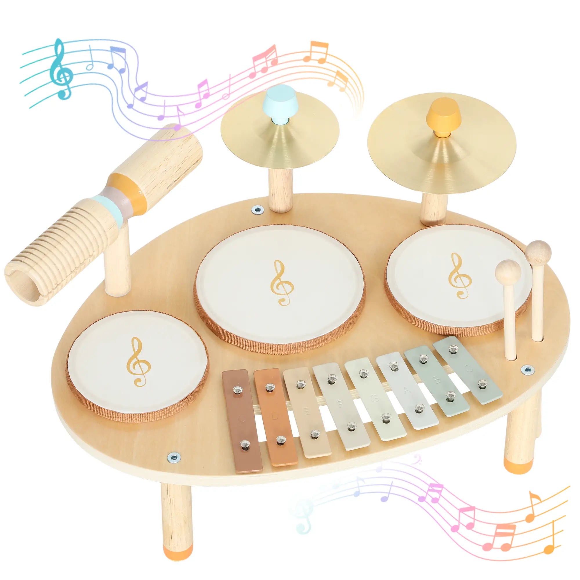 Toddler Drum Set, 4-In-1 Musical Instruments, Natural Wood Electronic Musical Pianos at Gallery Canada