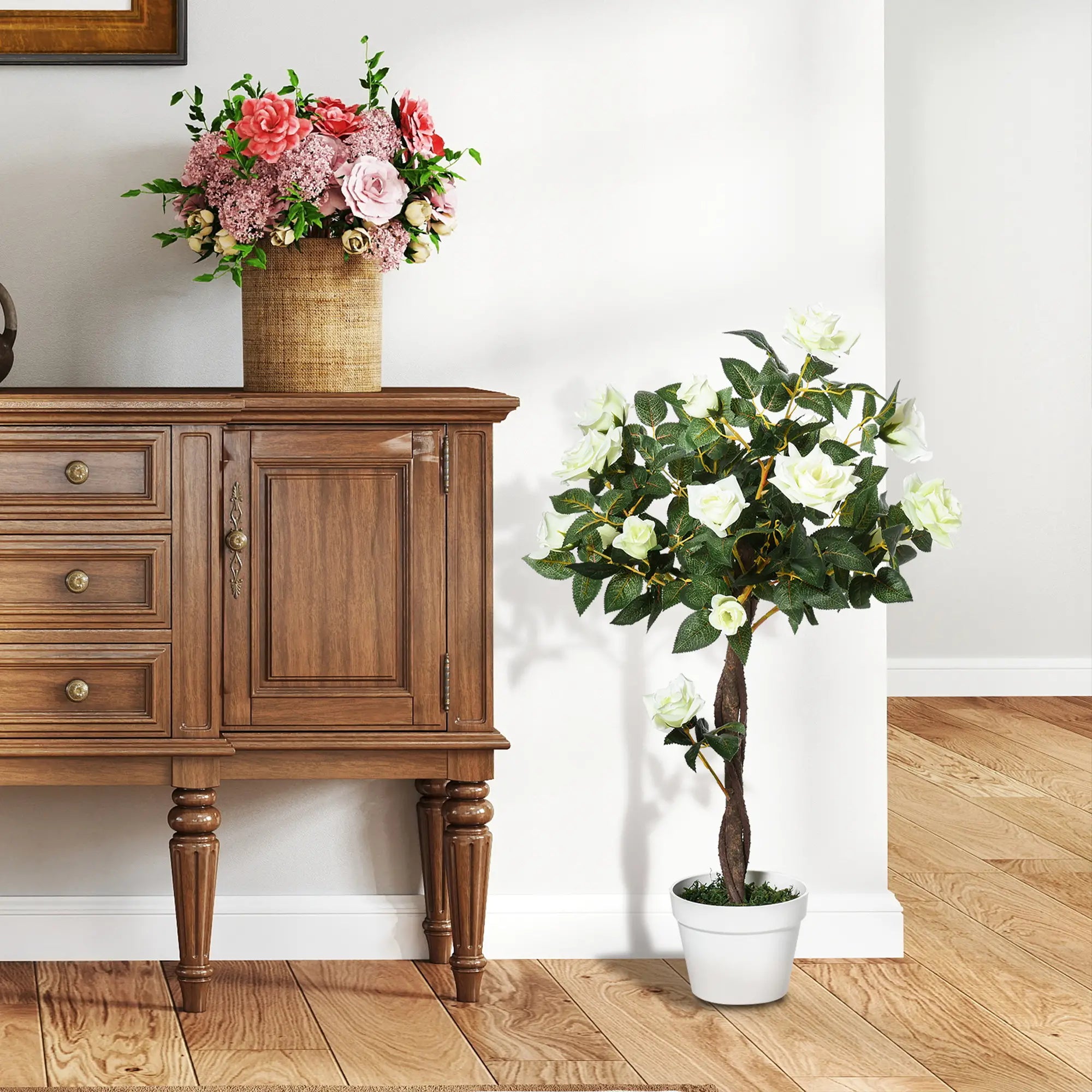 3FT White Rose Artificial Plant In Pot, Fake Plant For Indoor Decor, White Artificial Trees at Gallery Canada