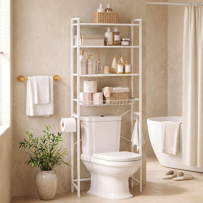 3-Tier Over-the-Toilet Storage Shelf, Adjustable Shelves, White