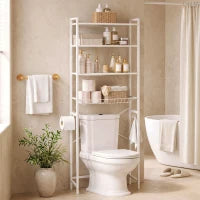 3-Tier Over-the-Toilet Storage Shelf, Adjustable Shelves, White