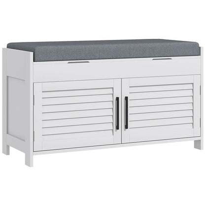 Entryway Bench with Cushion, Hidden Storage, 35.4", White Shoe Storage Cabinets & Racks at Gallery Canada