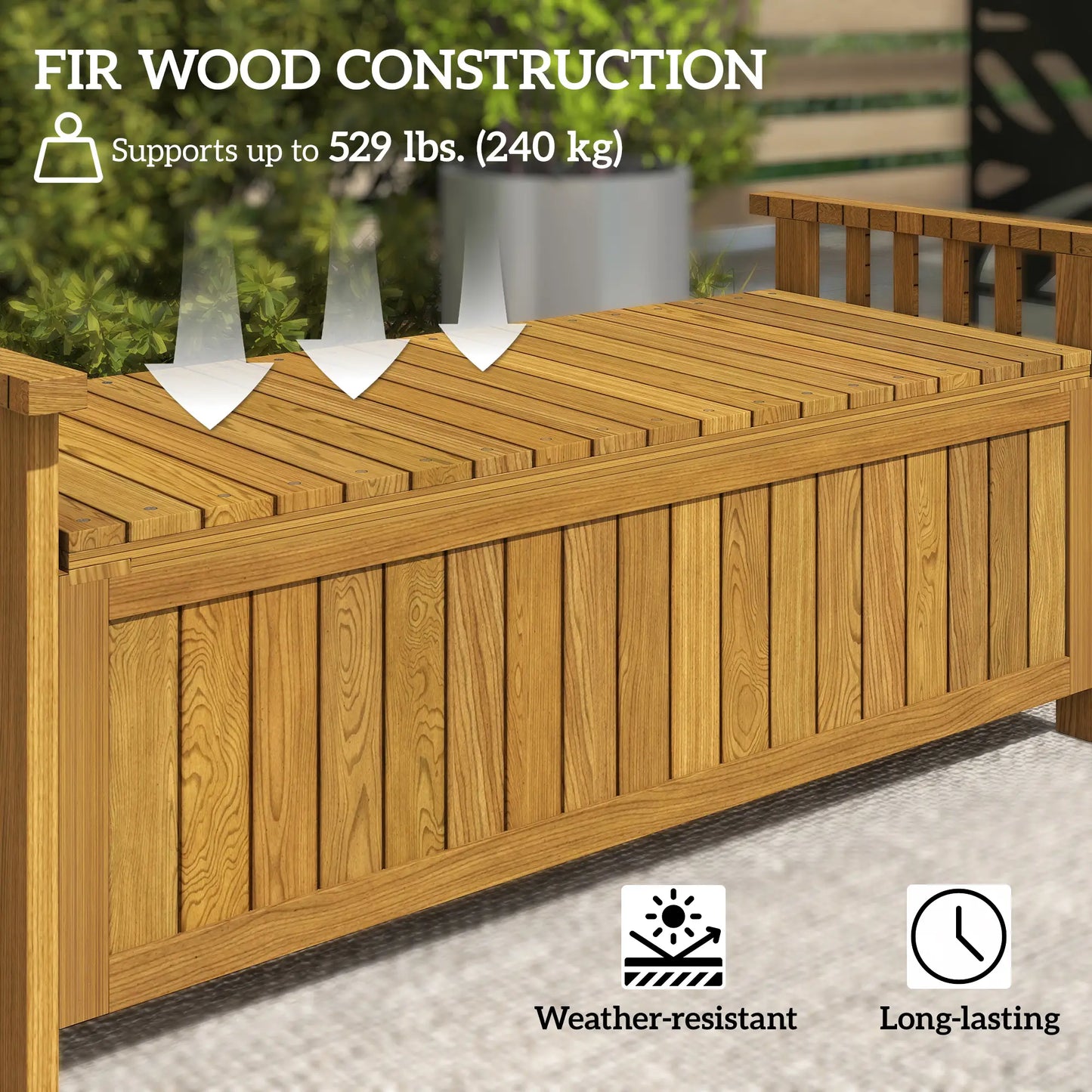 Wooden Storage Bench With Armrests, Outdoor Patio Garden, Brown Patio Chairs at Gallery Canada