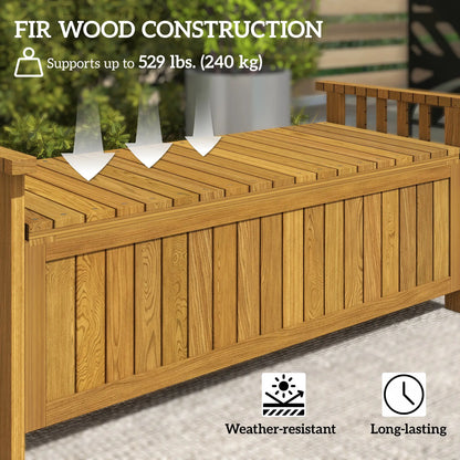Wooden Storage Bench With Armrests, Outdoor Patio Garden, Brown Patio Chairs at Gallery Canada