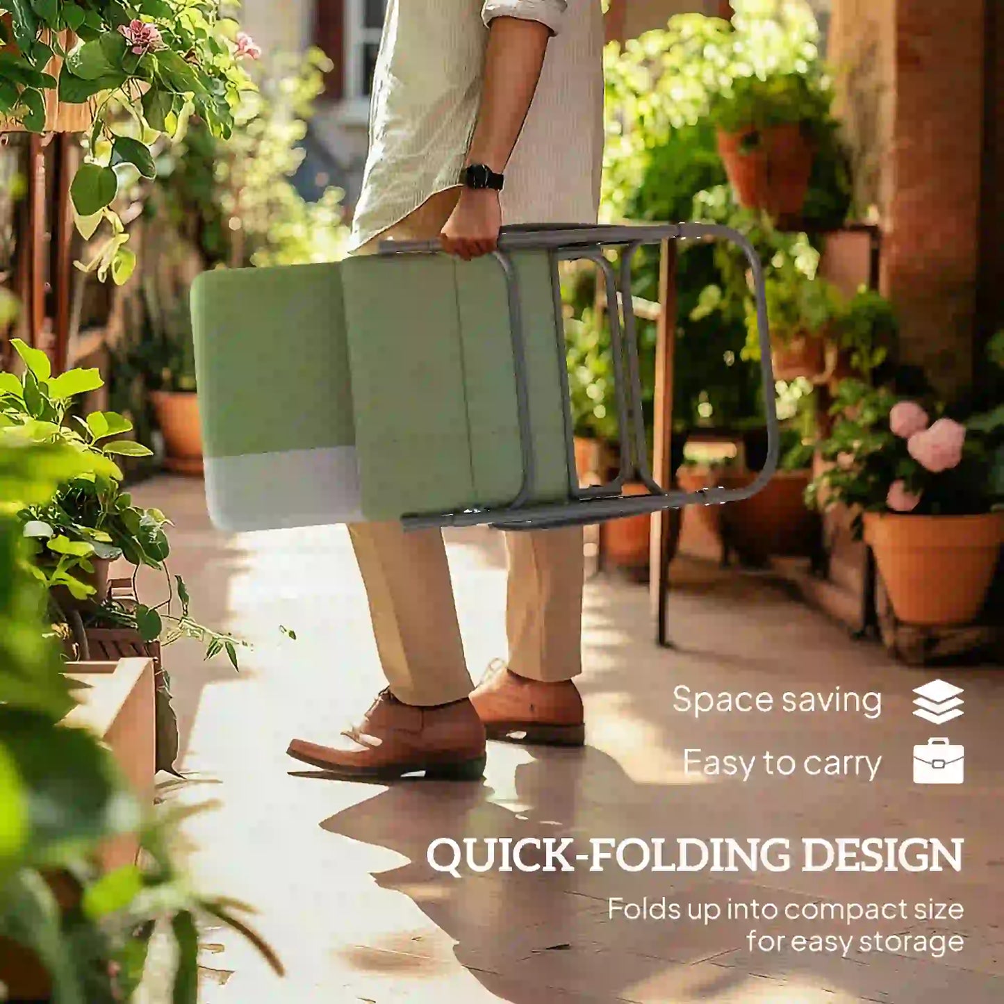 Folding Rocking Chair Set, Oversized Outdoor, 400 lbs Capacity, Green Outdoor Rocking Chairs at Gallery Canada