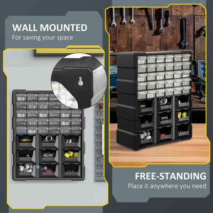 Plastic 39 Drawer Parts Organizer, Wall Mount Storage Cabinet, Black Tool Organizers at Gallery Canada