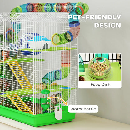 18.5" Hamster Cage, 5 Tiers, Tunnel Tube System, Exercise Wheel, Water Bottle, Green Hamster Cages at Gallery Canada
