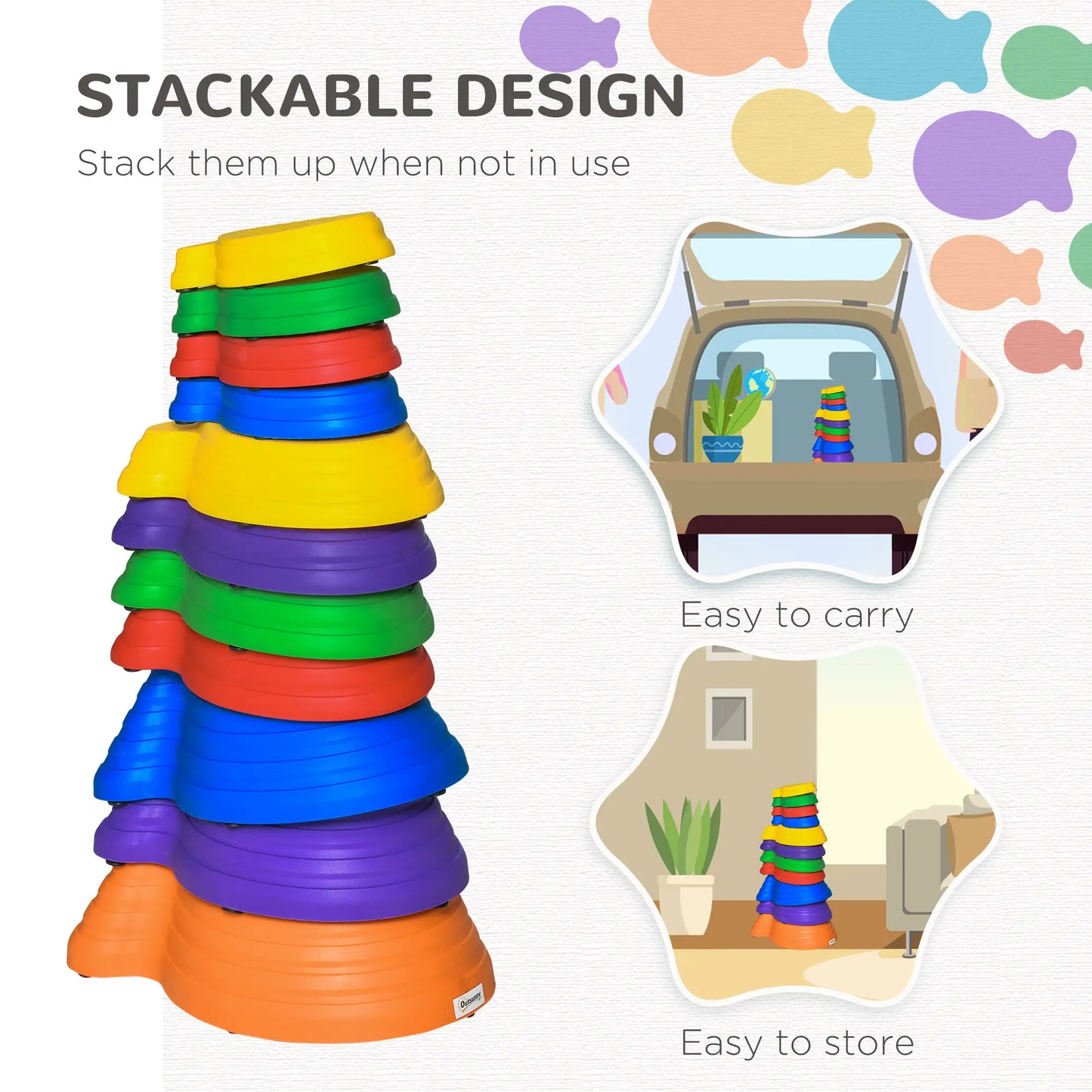 11pcs Fish Balance Stepping Stones, Larger Size Non-Slip, Indoor Outdoor Gym Sets & Swings at Gallery Canada