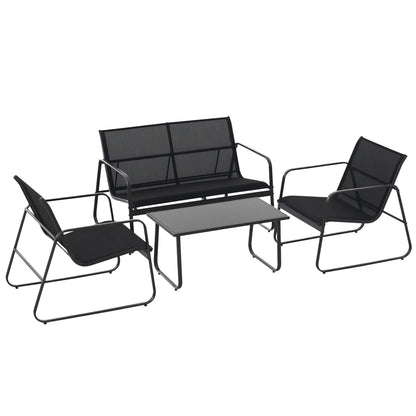 4 Piece Patio Furniture Set, Loveseat, Armchairs, Coffee Table, Black Patio Furniture Sets at Gallery Canada