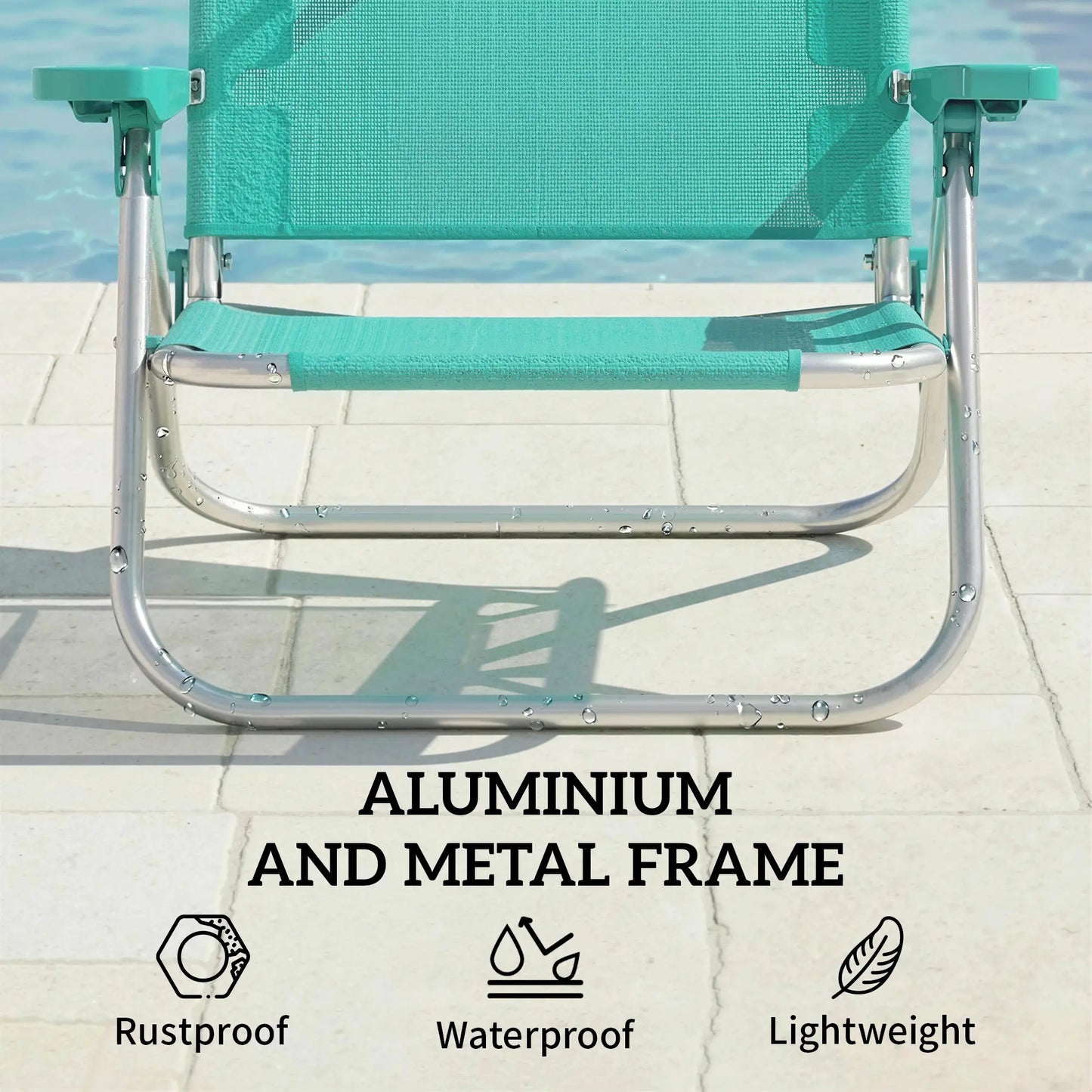 Folding Beach Chair, Adjustable Canopy, 6-Position Reclining, Turquoise Beach Accessories at Gallery Canada