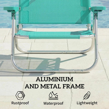 Folding Beach Chair, Adjustable Canopy, 6-Position Reclining, Turquoise Beach Accessories at Gallery Canada