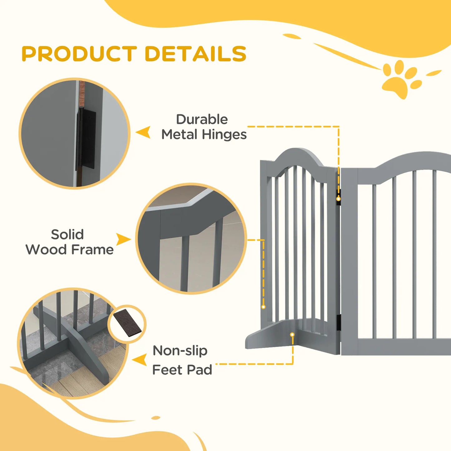 24" Freestanding Pet Gate, 2 Support Feet, Light Grey Houses, Kennels & Pens at Gallery Canada