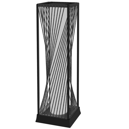 Rattan Solar Floor Lamp, Auto On/Off LED, IP44, Grey Solar Post Lamps Black, Grey at Gallery Canada