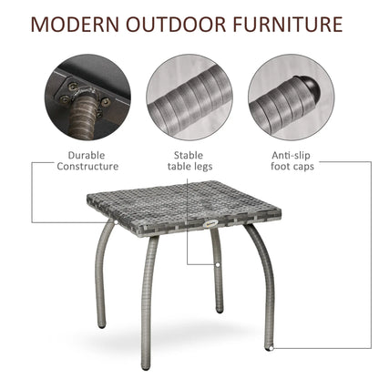 18" Rattan Coffee Table, Outdoor Side Table, Small Square, Grey Patio Side Tables at Gallery Canada