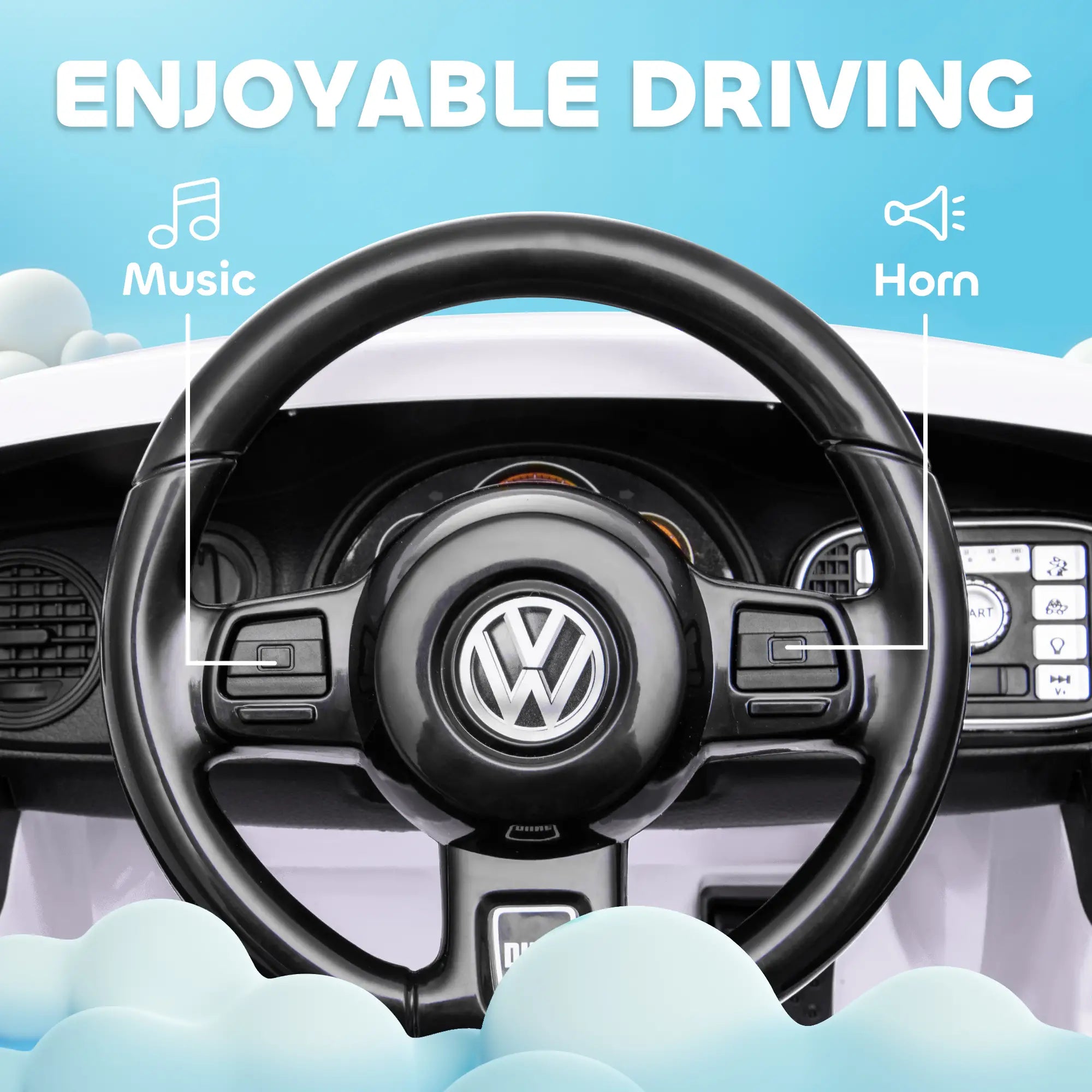 12V Volkswagen Beetle Kids Electric Car, Remote Control, White Electric Toy Cars at Gallery Canada