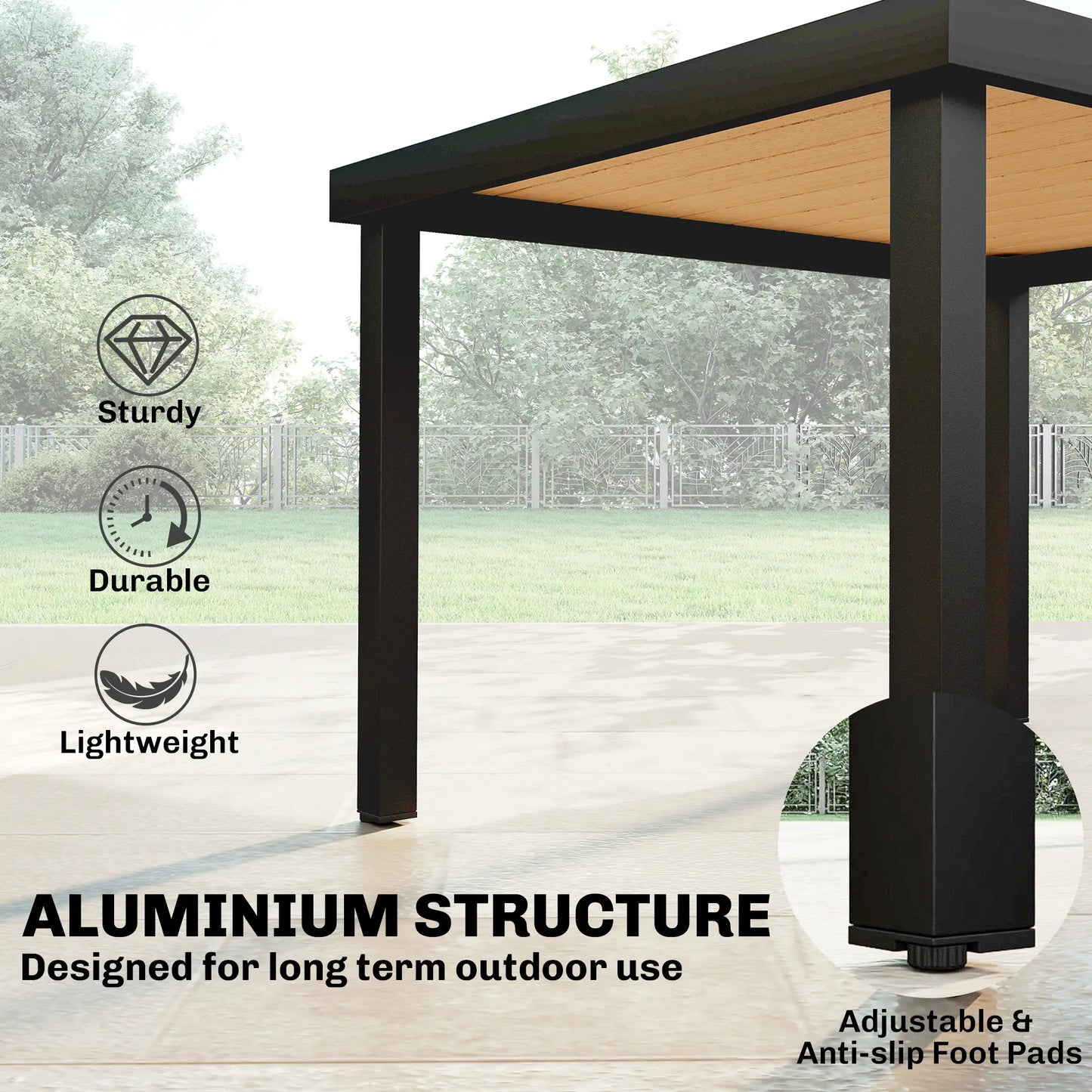 Aluminum Outdoor Dining Table for 6, 47.2" x 35.4" x 29.1", Natural Patio Dining Tables at Gallery Canada