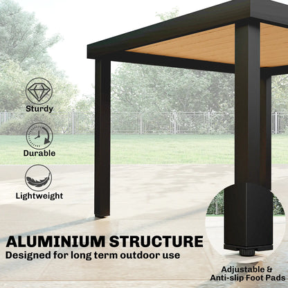 Aluminum Outdoor Dining Table for 6, 47.2" x 35.4" x 29.1", Natural Patio Dining Tables at Gallery Canada