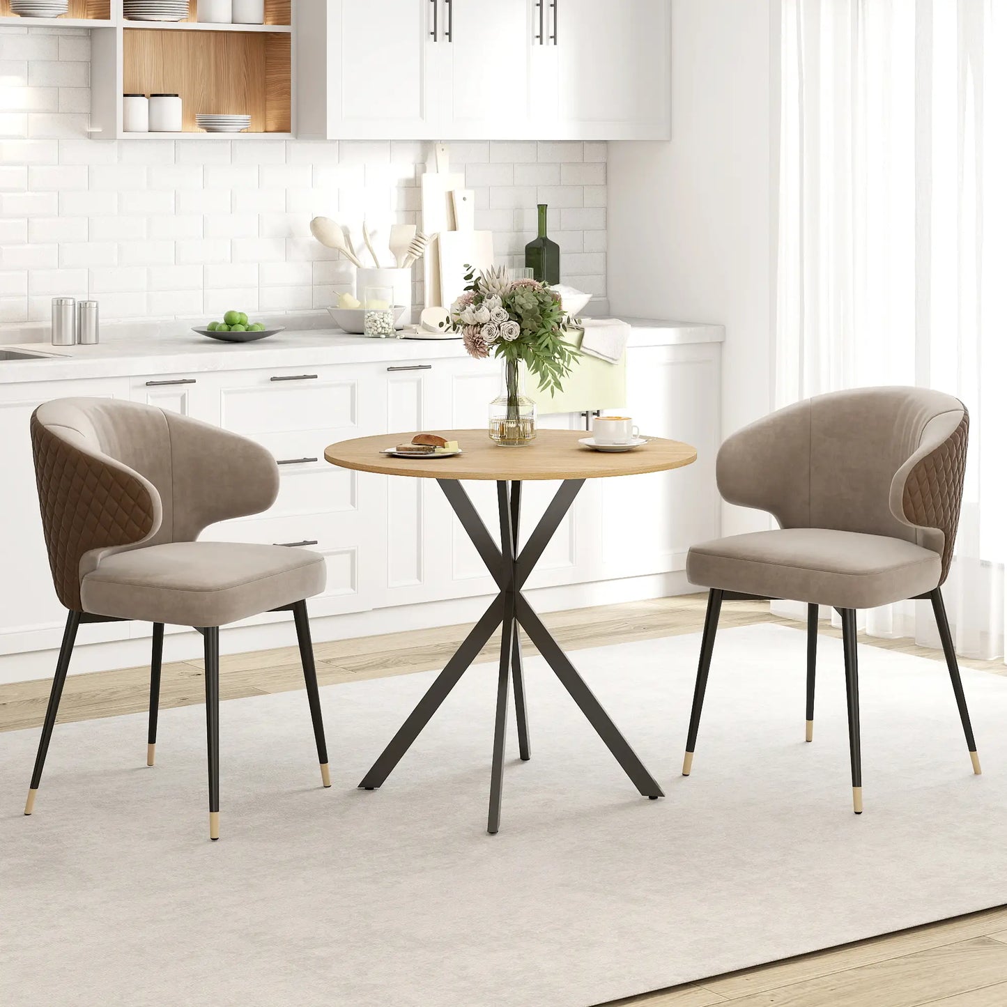 31.5" Industrial Round Dining Table, White Oak Dining Tables at Gallery Canada