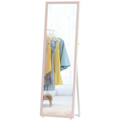 64" x 21" Full Length Mirror, Rectangular Frame, Standing, White and Pink Full Length Mirrors White, Pink at Gallery Canada