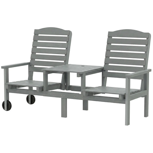 Outdoor Bench With Wheels, Adjustable High Back, 2 Seater Loveseat, Grey Piano Benches Grey at Gallery Canada
