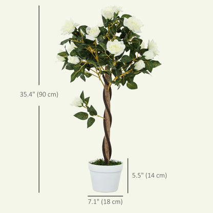 3FT White Rose Artificial Plant Set, Fake Plant For Home Decor, White Artificial Trees at Gallery Canada