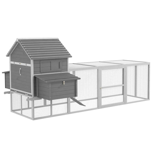 Wooden Chicken Coop, Nesting Boxes, Run, Doors, Tray, Ramp, 4-6 Chickens Chicken Coops Grey at Gallery Canada