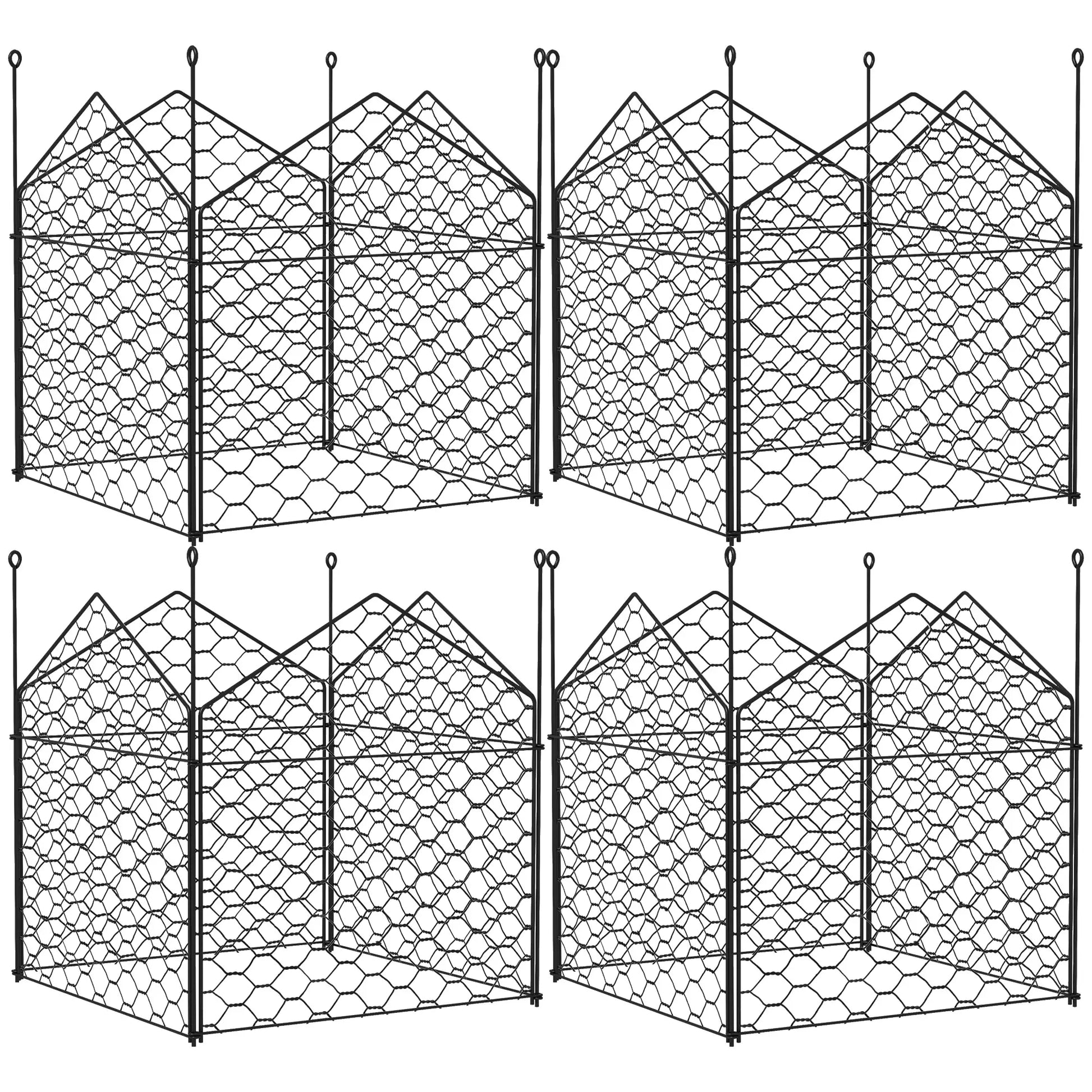 4 Pack Garden Cloches, 12" x 14" Metal Plant Cages, Black Walk In Greenhouses Black at Gallery Canada