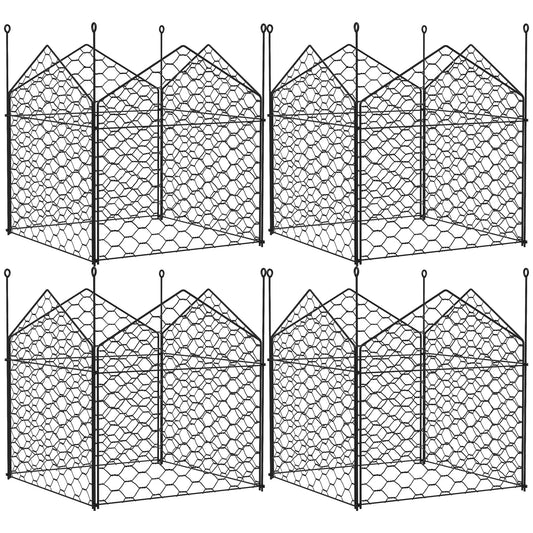 4 Pack Garden Cloches, 12" x 14" Metal Plant Cages, Black Walk In Greenhouses Black at Gallery Canada