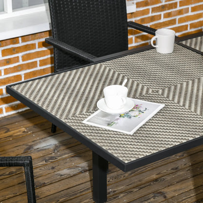 Extendable Rattan Dining Table, Aluminum Frame, 35.4"/70.9" x 35.4", Brown Patio Dinning Tables at Gallery Canada